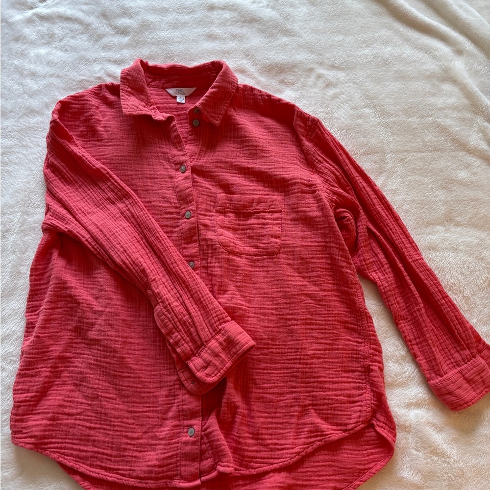 Time and Tru Textured Coral Shirt